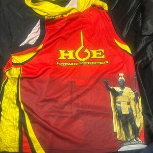 Red and Yellow Hawaiian sleeveless hoodie 3xl